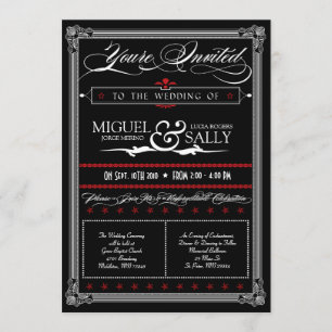 Poster Style Red & Black DIY Wedding Invitation