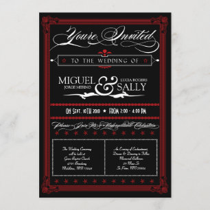 Poster Style Red & Black DIY Wedding Invitation