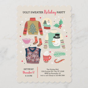 Poster Style Ugly Sweater Holiday Party Invitation