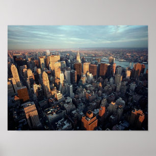 POSTER Sun on New York City ~Distant Chrysler Bldg