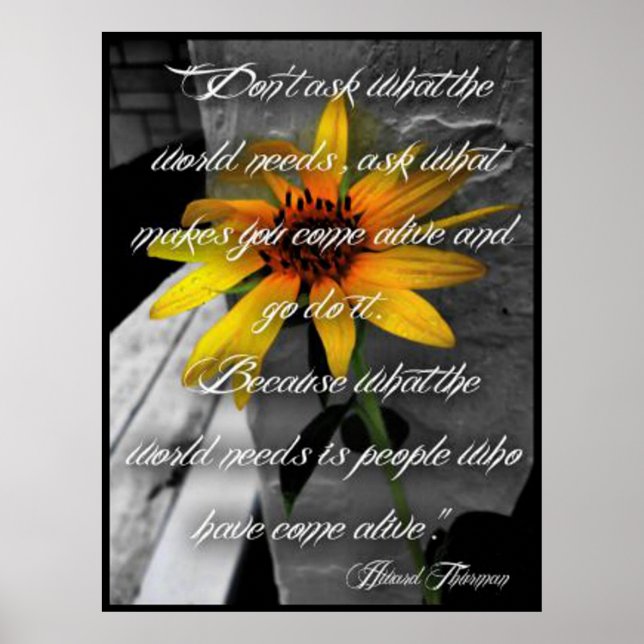 Poster, Sunflower Howard Thurman Quote Poster (Front)