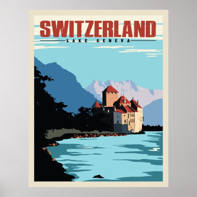 Poster - Switzerland Lake Geneva (Front)