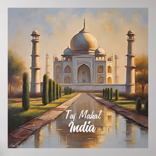 Poster | Taj Mahal, India | Oil | AI Content (Front)