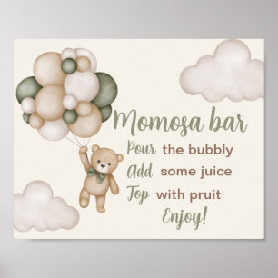 Póster Teddy Bear Baby Shower Boy Mum osa Rótulo Poster