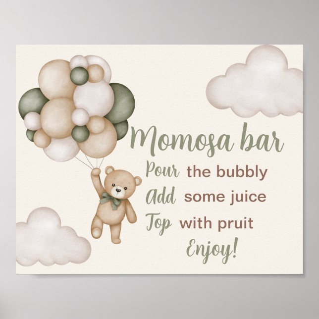 Póster Teddy Bear Baby Shower Boy Mum osa Rótulo Poster (Front)