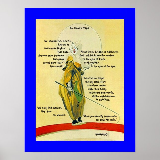 POSTER ~THE CLOWN'S PRAYER OUTLINES PLAYFUL CLOWN! (Front)