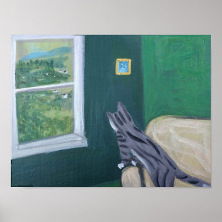 Poster-- The View/ Cat on duty at window Poster