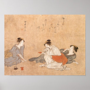 Poster Three Drunken Women Kiyonag Japanese art