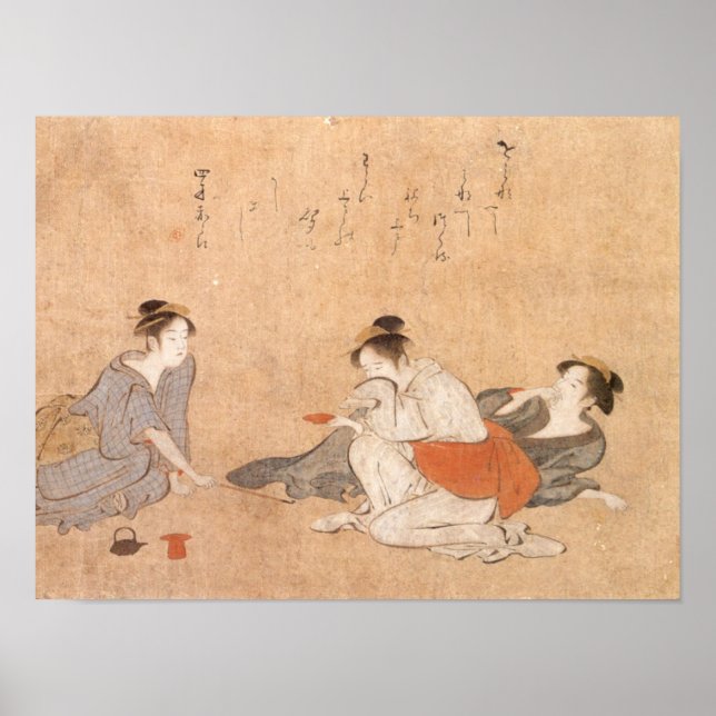 Poster Three Drunken Women  Kiyonag Japanese art (Front)