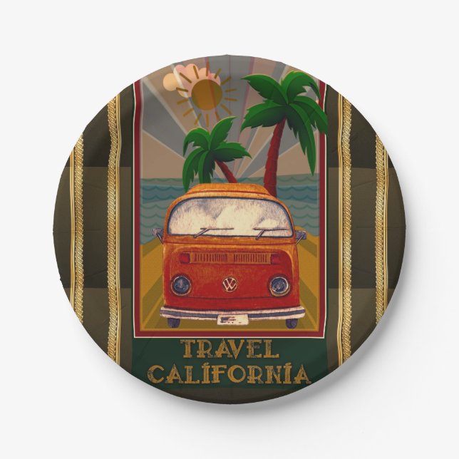 Poster:Travel California Paper Plate (Front)