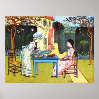 Poster: Two Victorian Girls Having Tea Poster