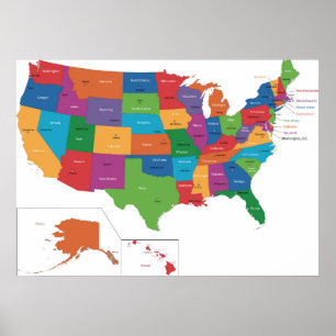 Poster - US with Capital Cities