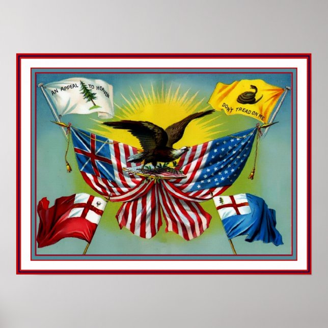 Poster Vintage 1885 History of US Flags (Front)