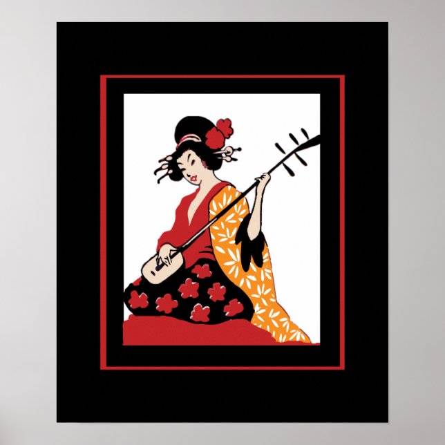 Poster Vintage Art Geisha & Shamisen (Front)