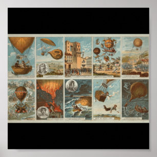 Poster-Vintage Art-Hot Air Balloons 10 Poster
