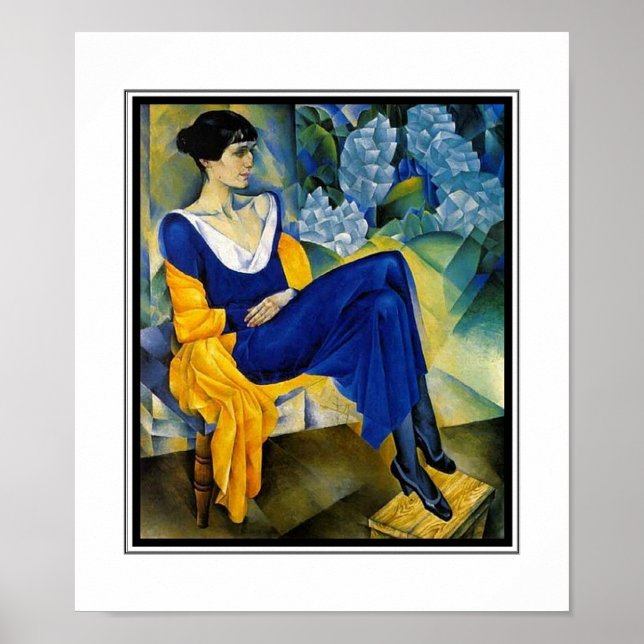 Poster Vintage Art Woman Blue Akhmatova_1914 (Front)