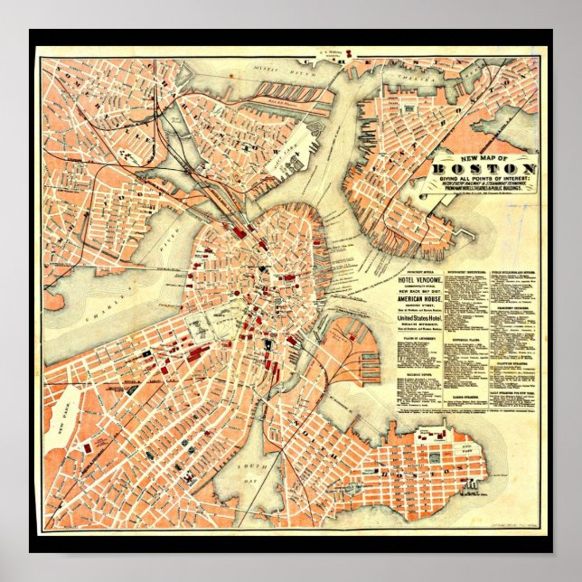 Poster-Vintage Boston Maps-22 Poster (Front)
