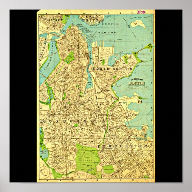 Poster-Vintage Boston Maps-6 Poster (Front)
