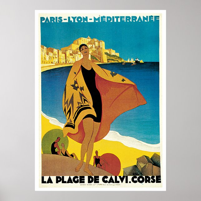 Póster vintage Calvi Beach: Roger Broders Poster (Front)