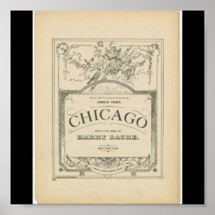 Poster-Vintage Chicago Art-Chicago Words & Music Poster