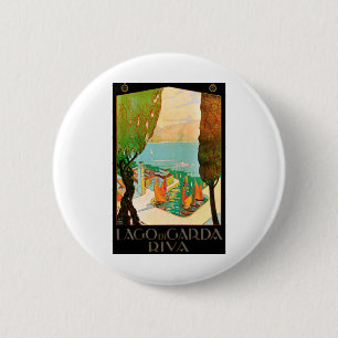 poster vintage lago di garda 6 cm round badge