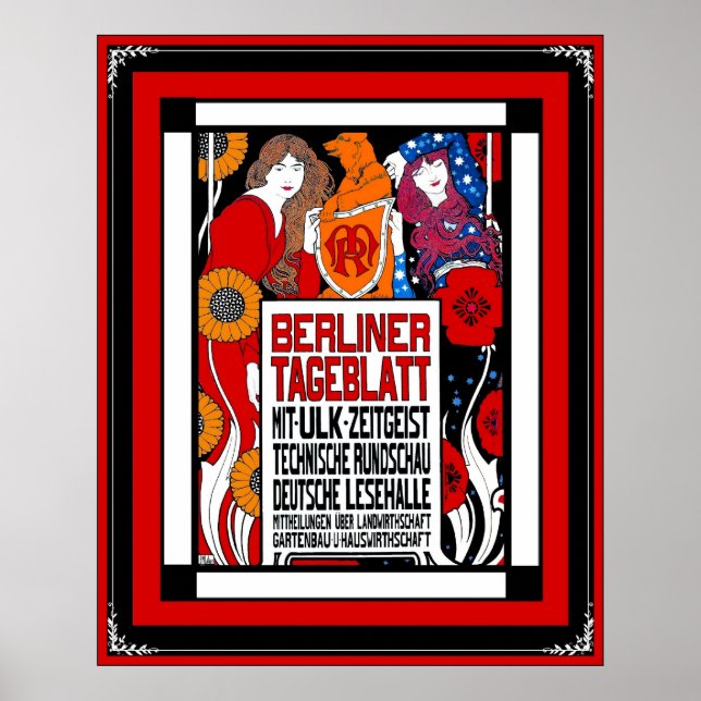 Poster Vintage Newspaper Berliner Tageblatt 1899 (Front)