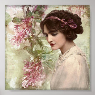 Poster, Vintage Print, Beautiful Lady Poster