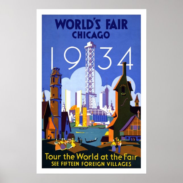 Poster-Vintage Worlds Fair Chicago 1934 Poster (Front)