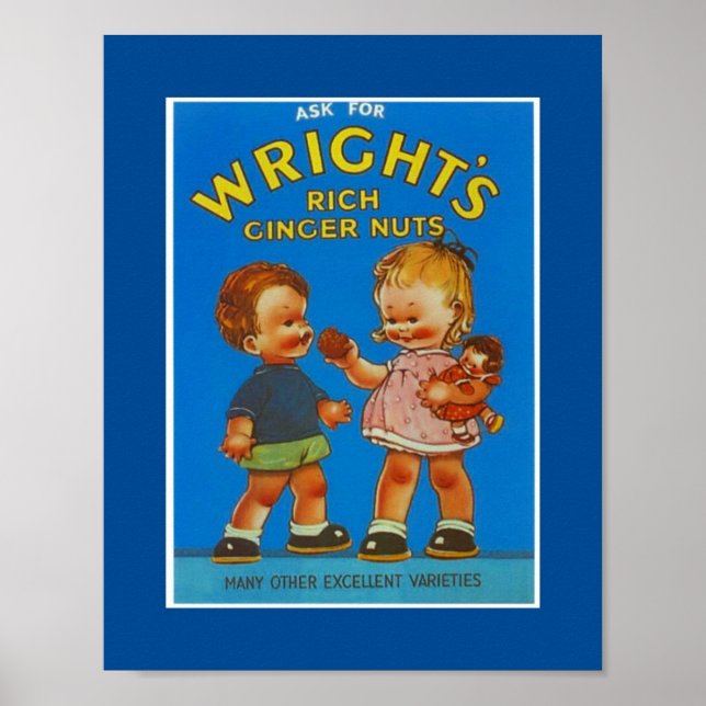 Poster Vintage Wright's Rich Ginger Nuts (Front)