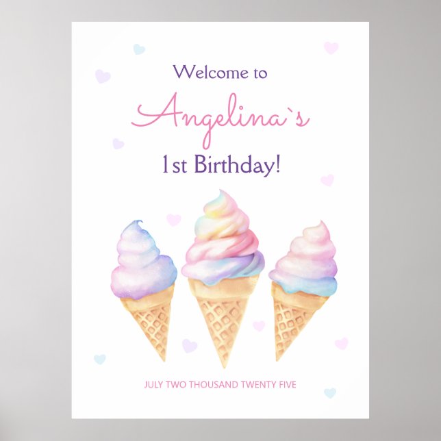 Poster welcome birthday party. (Front)