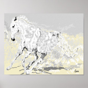 Poster : White Stallion in Motion