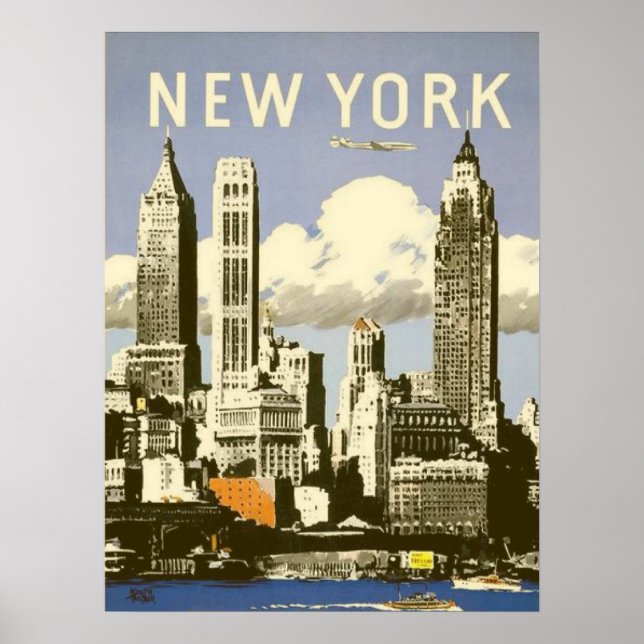 Poster with Cool Vintage New York Print (Front)