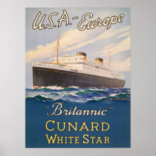 Poster with Cruise Ship Advertising Poster