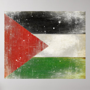 Poster with Distressed Flag from Palestine