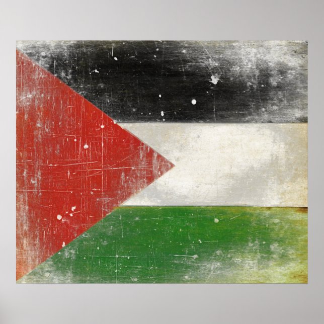 Poster with Distressed Flag from Palestine (Front)