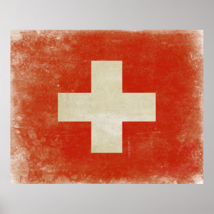 Poster with Distressed Switzerland Flag