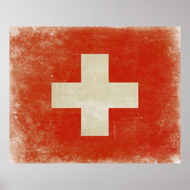Poster with Distressed Switzerland Flag (Front)