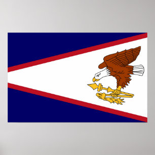 Poster with Flag of American Samoa, U.S.A.
