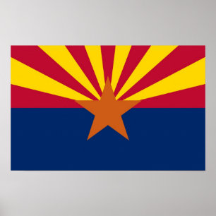 Poster with Flag of Arizona, U.S.A.