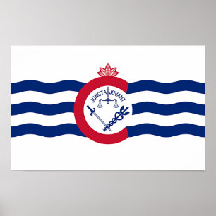 Poster with Flag of Cincinnati, Ohio, USA