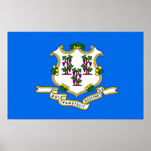 Poster with Flag of Connecticut, U.S.A.