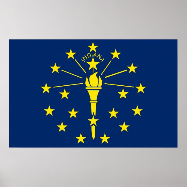 Poster with Flag of Indiana, U.S.A. (Front)