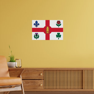 Poster with Flag of Montreal, Canada