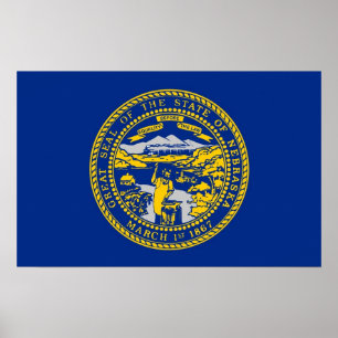 Poster with Flag of Nebraska, U.S.A.