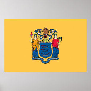 Poster with Flag of New Jersey, U.S.A.