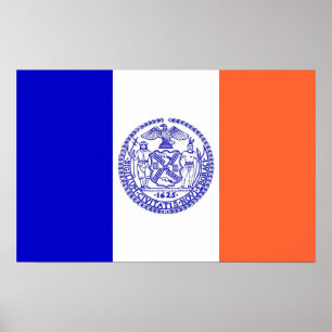 Poster with Flag of New York, U.S.A.