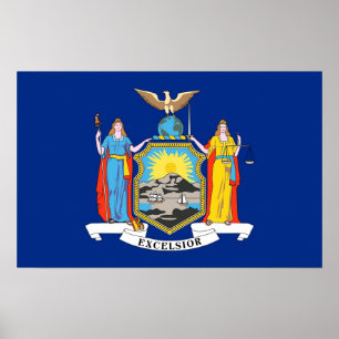 Poster with Flag of New York, U.S.A.
