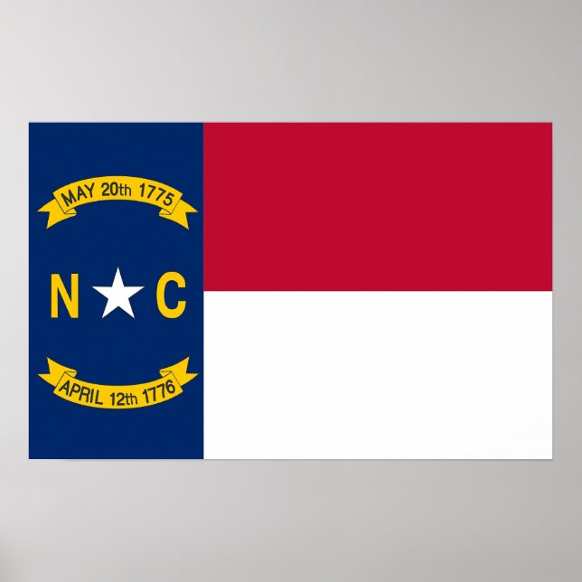 Poster with Flag of North Carolina, U.S.A. (Front)