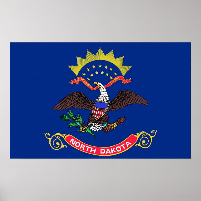 Poster with Flag of North Dakota, U.S.A. (Front)
