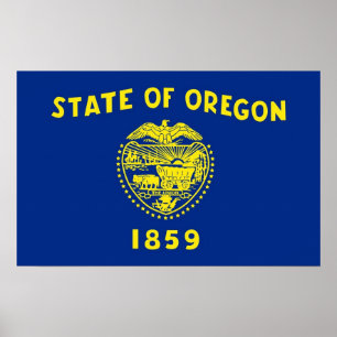 Poster with Flag of Oregon, U.S.A.